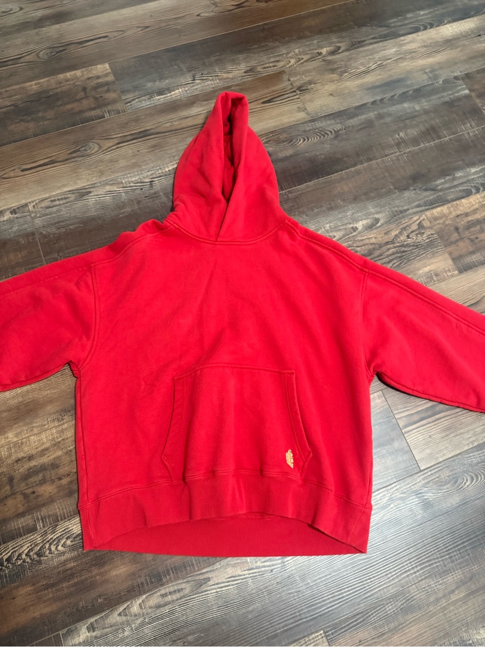 Free People Red Oversized Hooded Sweatshirt